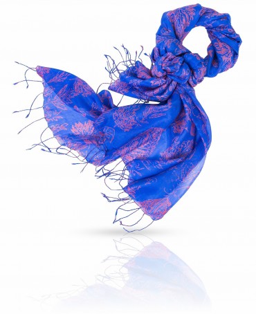 Палантин Женский S20-LEAF/BLUE